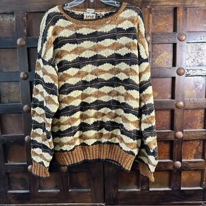 J.O.E Just‎ One Earth Sz Large Vintage Grandpa Hand Knit Chunky Sweater
